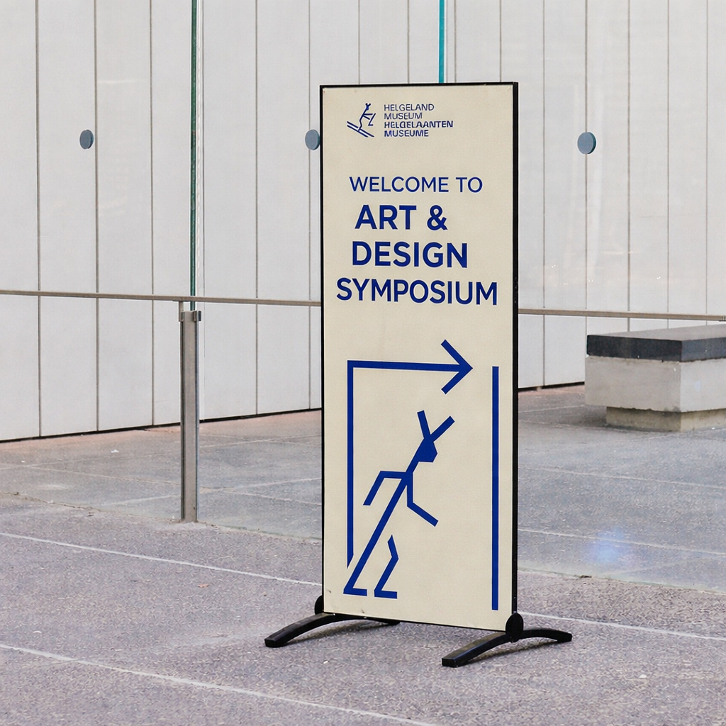 Art and Design Symposium freestanding directional sign