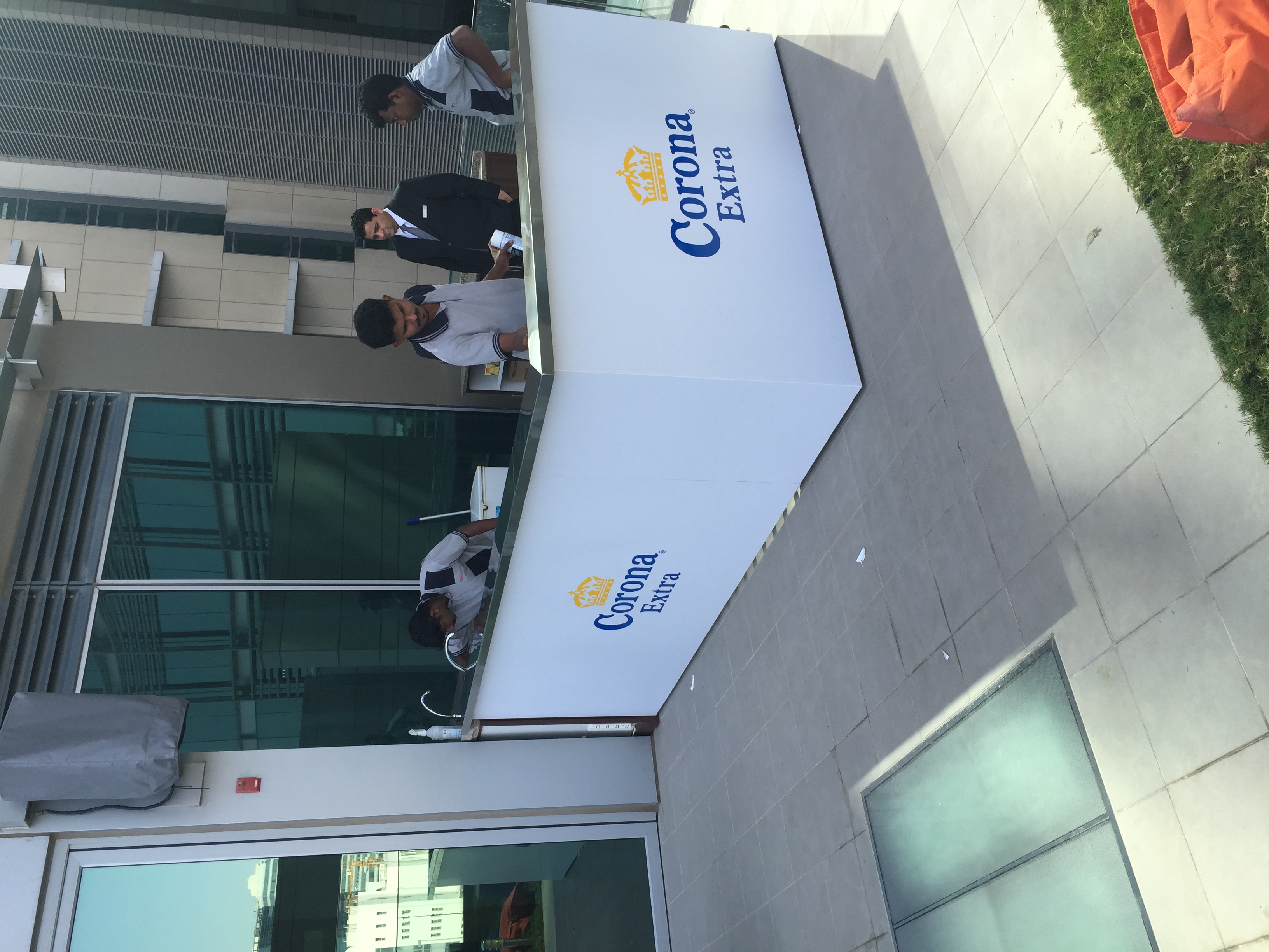 White Core branded reception counter with clean panels