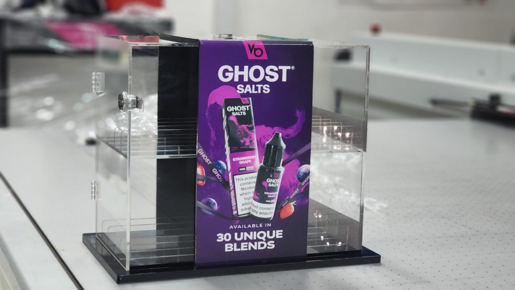 Custom Ghost Salts acrylic countertop retail display