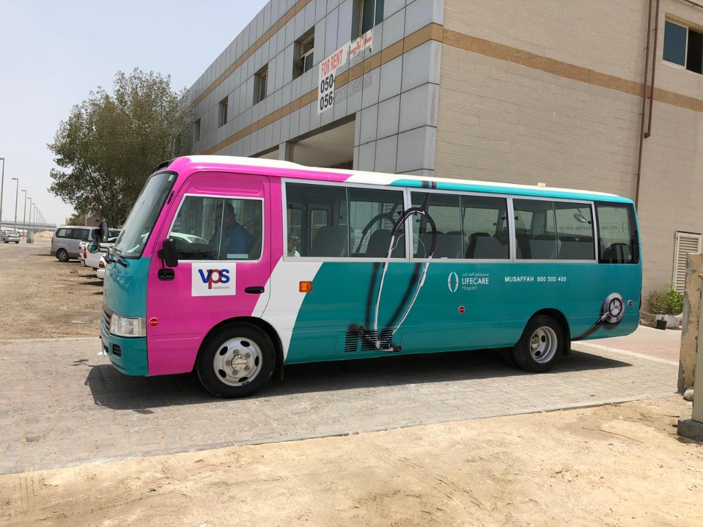 Lifecare Hospital full vehicle wrap on passenger bus