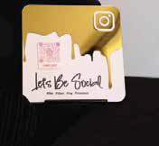 Gold and white acrylic social media sign with QR code for The Nail Art Princess