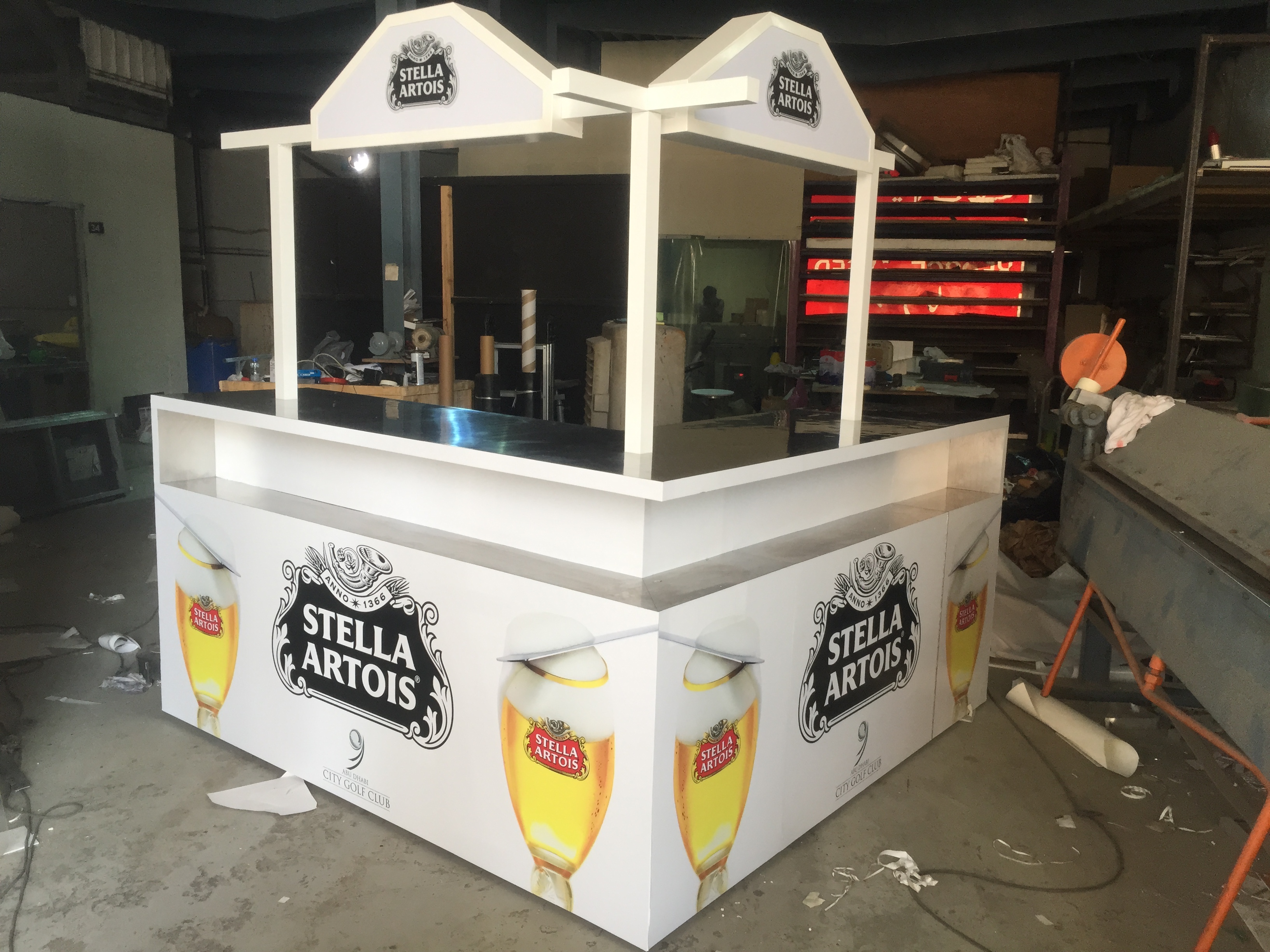 Stella Artois branded event kiosk stand