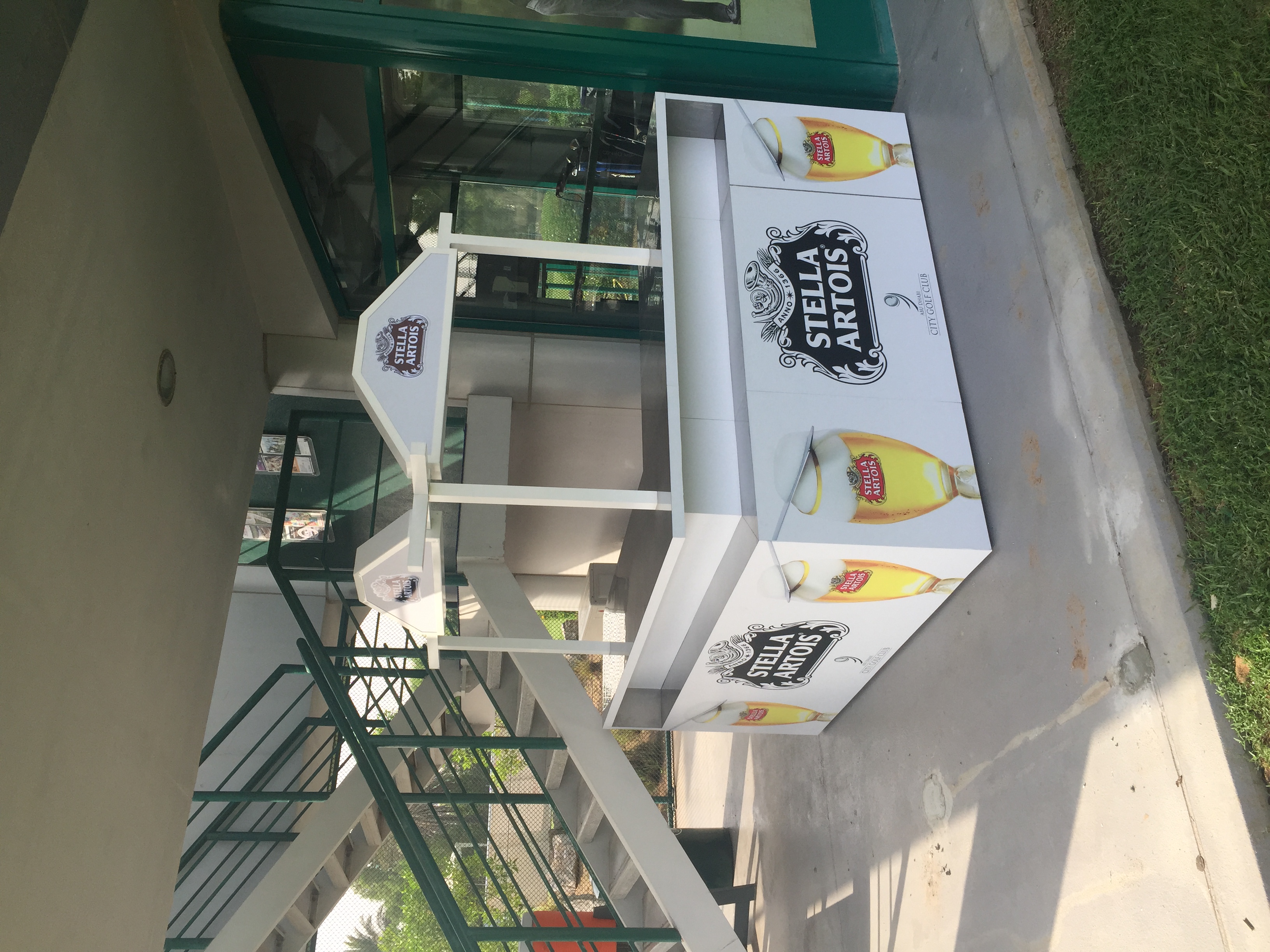 Stella Artois outdoor counter stand on terrace