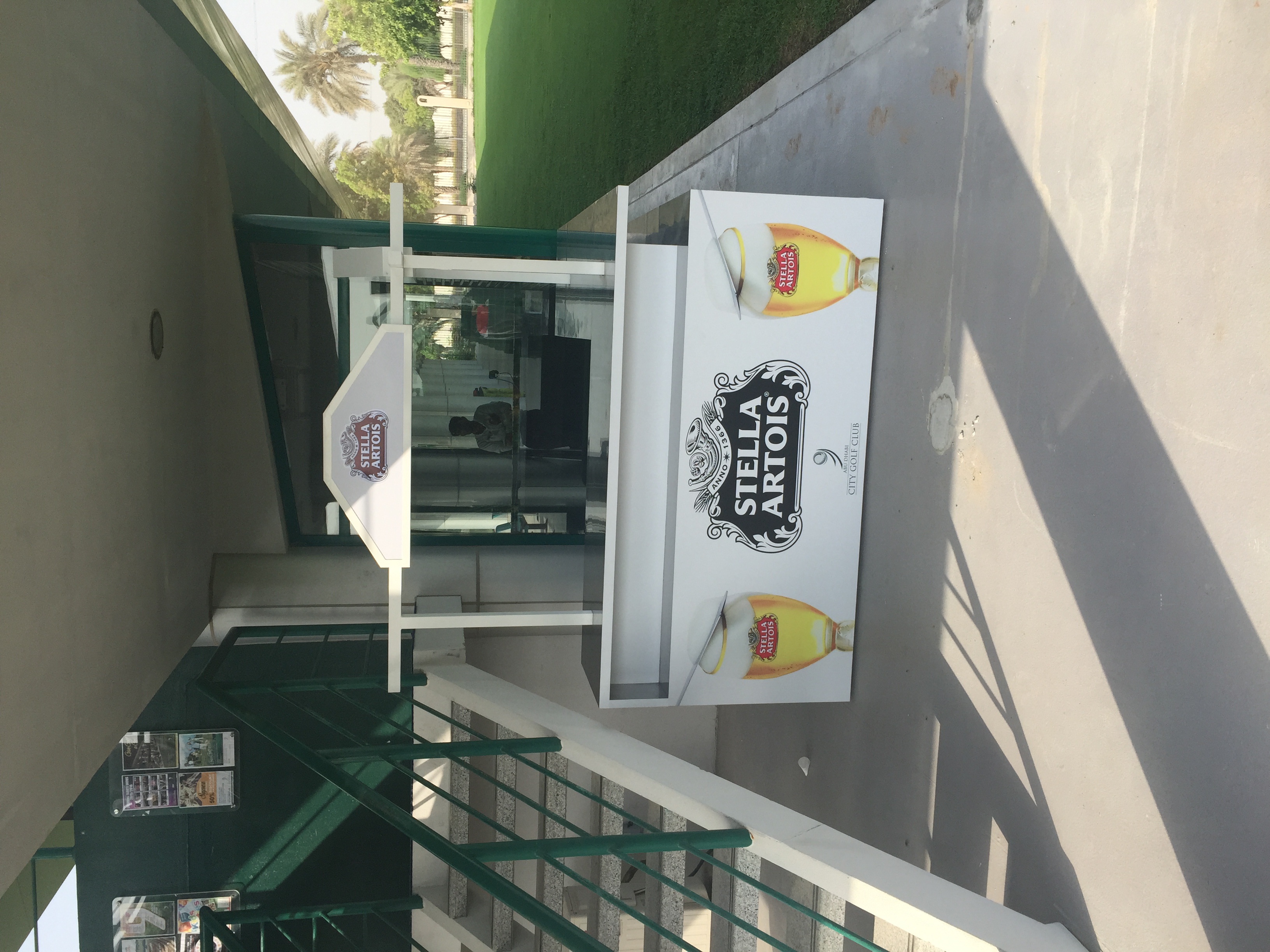 Stella Artois terrace bar stand with branded panels